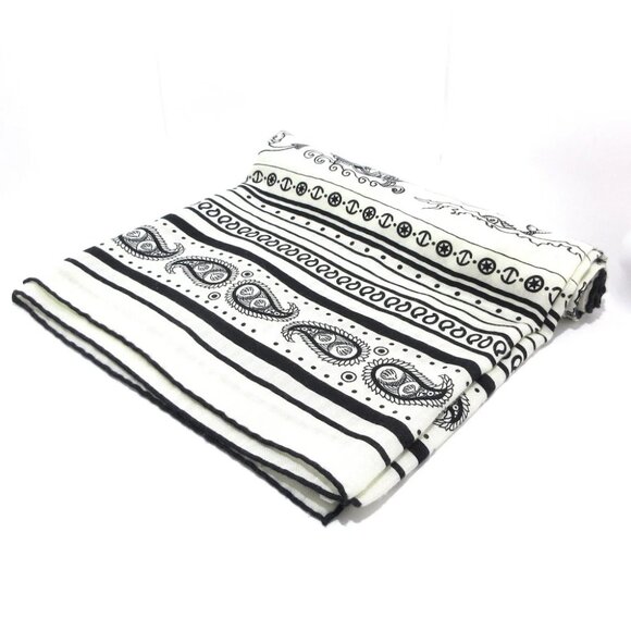 Auth HERMES Carres 140/Carre Geant - Cream Black Cashmere Silk Scarf - Picture 1 of 5